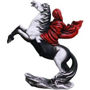 Matte Finish Antique Style Girl Riding Horse Resin Decorative Statue for Home